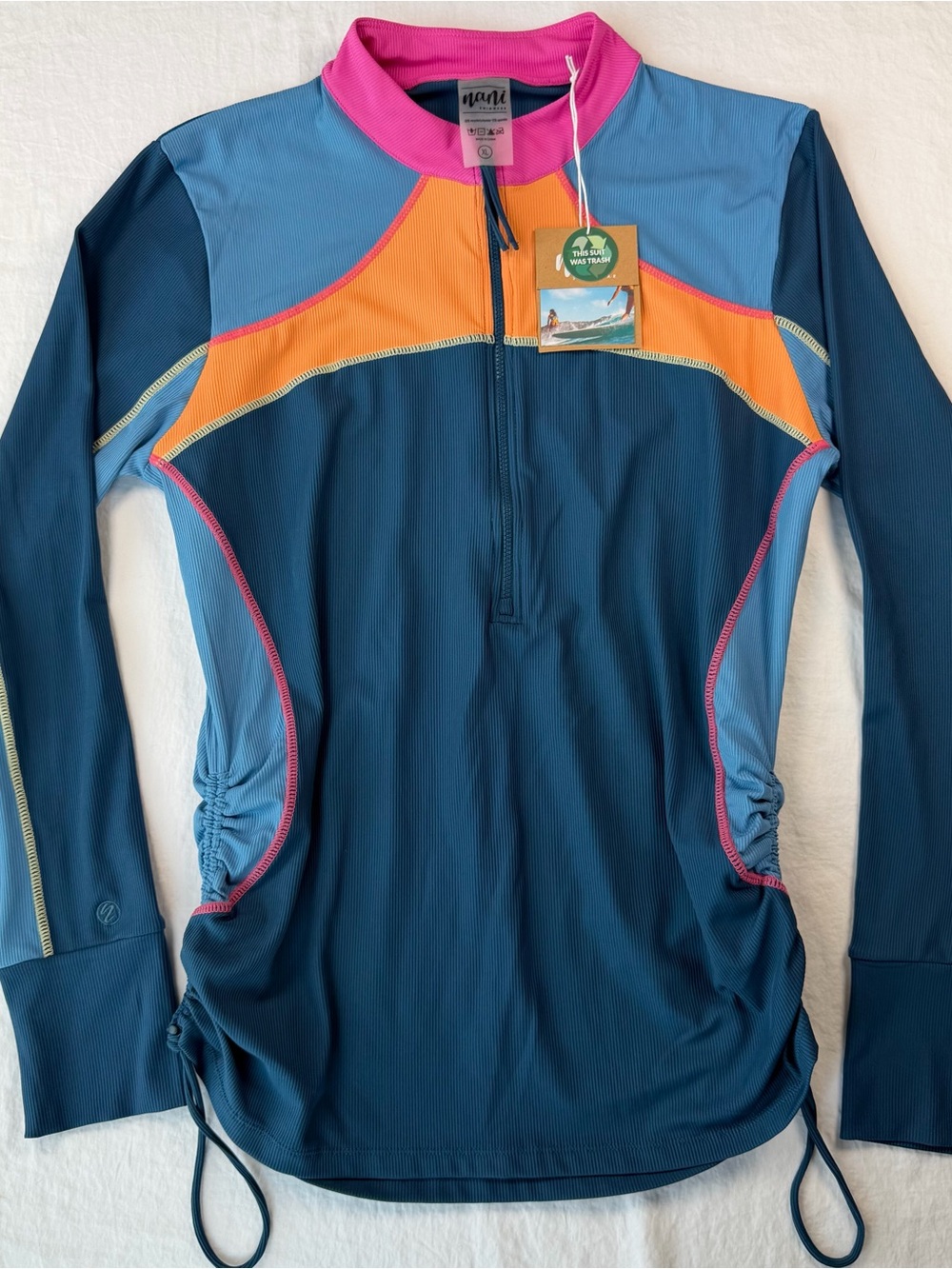 Nani Swimwear Baywatch Rashguard XL Sunset Colorblock 1/4 Zip UPF 50 NWT